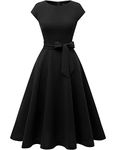 DRESSTELLS Black Funeral Dresses for Women Vintage Cocktail Dresses 1950s Bridesmaid Dresses Prom Party Wedding Dress Black XS