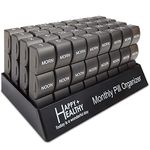 Month Pill Box Organizer - 32 Compartments | Morning-Noon-Night - 30 Day Pill Case with 32 Daily Compartments for Vitamins, Supplements, Medication - Travel Monthly Pill Organizer 3 Times-a-Day, Grey