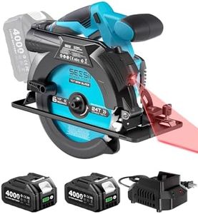 Seesii 6-1/2" Cordless Circular Saw with Laser, 5200 RPM Electric Compact Saw with 2x 4.0Ah Batteries and Charger, Lightweight and Power Design for Wood Cutting, DIY Framing & Home Renovation