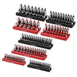 CASOMAN 8-Piece Metric & SAE Socket Keeper Socket Organizer Tray Set, Black & Red Socket Holder, Store 90 Shallow & 88 Deep Sockets