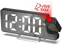 LOFICOPER Digital Projection Alarm Clock for Bedroom, 180° Rotatable Projector, 7.9'' Large LED Display with Temperature, Snooze, Adjustable Brightness, USB Cable, Nightstand Clock for Home Office
