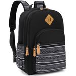 Leape Geometric School Backpack for Kids Girls Water-resistant Bookbags Travel Bag Laptop Bag Satchel Black