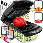 Vegetable Chopper Vegetable Cutter - Food Onion Salad Veggie Chopper with Container - French Fry Potato Dicer Slicer Cutter - Kitchen Tools & Gadgets (2-in-1 Black)
