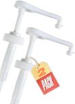 Gallon Pump Dispenser - 38/400 Pump Bottle Dispenser Oils & Fluids, Shampoo, Detergent, White Vinegar, Distilled Water, Condiment, 1 TSP Pump for 128oz & 64oz Jugs, Growlers, 1 Gal Pumps, White 2pk