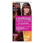 L'Oreal Paris Ammonia Free Semi-Permanent Hair Dye, 454 Chocolate Brownie, Glossy Hair Colour, Natural Looking Finish, For up to 28 Shampoos, Casting Crème Gloss, 1 Application