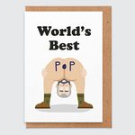 STUDIO BOKETTO Fathers Day Card From Son Fathers Day Card Funny Dad Husband Worlds Best Pop Fathers Day Card Rude Rude LOL Card Funny Dad Birthday Card Bendy Over Bum, white