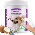 Dog Ear Cleaner Finger Wipes – Ultra Big Dog Ear Wipes Gently Clean Ear Wax & Dirt | Ear Cleaner for Dogs uk | Ear Wipes for Dogs & Cat Ear Cleaner Wipes | Mild Coconut Scent | Ear Cleaner for Dogs