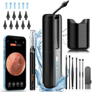 VITCOCO Nettoyage Oreille et otoscope, Douchette Nettoyeur Oreille éTanche Ipx7 2000 Mah, Ear Cleaner Rechargeable avec 4 Modes de Nettoyage et 10 Embouts Auriculaires