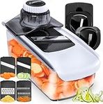 6-in-1 Mandoline Vegetable Slicer Spiralizer - Kitchen Mandolin Slicer Food Slicer Veg Slicer - Mandoline Slicer Professional Onion Slicer Julienne Slicer Potato Slicer Salad Slicer Cheese Grater