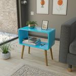 ETIQUETTE ART Retro Bookcase Nightstand, End Table,Bed Side Table for Small Spaces Magazine Stand with Storage Engineered Wood Wooden Bedside Table, Coffee Table, Living Room/Bedroom (Sky Blue)