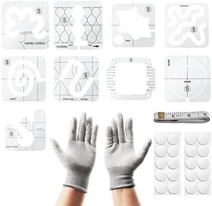 SYCOOVEN 13 PCs Free Motion Quilting Template Set Includes 8 Quilting Templates, Quilting Frame, Quilting Gloves, Ruler and Quilting Stickers for DIY Quilting on Sewing Machine