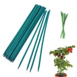 TSKDKIT 30cm Garden Stakes Bamboo Sticks Plant Support Sticks with 50 Pcs Twist Ties, Green Plant Stakes 12 inch Plant Canes Sticks for Garden or Home Floral Picks Gardening Tripods Making(25 Pcs)