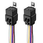 Gebildet 2pcs 40/30 Amp Waterproof Relay Switch Harness Set - 12V DC 5-Pin SPDT Automotive Relays 14 AWG Hot Wires