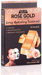 Rosehip Oil and 24K Gold Luxury Hydrating Face Mask - Reduces Fine Lines and Wrinkles | Combats Skin Damage | Helps Restore Natural Skin Tone - 5 Pack