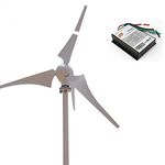 Marsrock Light and Powerful Small 3 Blade 400W Wind Turbine Generator Kit AC 12V/24V with Windmill Generator Controller for Home Use (12V)