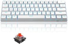 MageGee MK-Mini 60% Mechanical Gaming Keyboard, 61 Keys Compact Red Switches, Portable USB Type-C Wired Office Keyboard with Blue LED Backlit for Computer PC Laptop, White