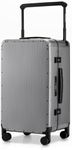 ROAMING 24 Inch Check Luggage Durable All Aluminum Hard Shell Suitcase with Wide Handle Zipperless with 360 Spinner Wheels, TSA Lock Smart Organizational Pockets for Business Travel Grey