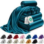 DECOLURE Satin Sheet Queen Set 6pcs - Genuine & Luxurious Silk Feel Sheets Queen w/Deep Pocket - Elegant All-Season Satin Silky Soft Queen Size Satin Bed Sheets - Comfy Satin Sheets Set (Sea Teal)