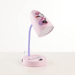 Idea Nuova Disney Minnie Mouse Switch Operated LED Task Table and Desk Lamp with Charging Outlet