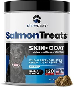 Wild Alaskan Salmon Oil for Dogs - Dog Skin and Coat Supplement - Shedding & Itch Relief for Dogs - Omega 3 Fish Oil for Dogs Chews - 120 Dog Allergy Chews - Dog Shedding Supplement - Dog Vitamins