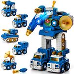 hahaland Toys for 4 5 Year Old Boy Thickened Drop-Resistant 5 in 1 Vehicles -STEM Educational Transform into Robot Christmas Birthday Gifts for Kids Girls Boys Toys Age 5 6 7 8