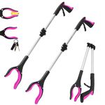 2-Pack 32" heavy duty FDA registered GrabRunner Reacher Grabber with Strong Magnetic Heavy Lifting 5LBS (New Pink)