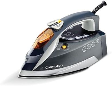Crompton FabriAutoTech 2200 Watt Steam Iron|Feather Touch Digital LED Fabric Temperature Control|3 Ways Auto Shut-off|Scratch Resistant Ceramic Coating| 400 Ml water Tank|Anti-Drip|Self Clean Function