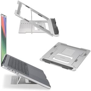 Kensington Easy Riser Laptop Stand, Aluminium Laptop Riser & Portable Laptop Stand, Adjustable & Lightweight, Anti Slip & Folding Design, for Screens up to 16", Silver (K50417WW)
