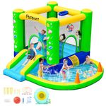 FBSPORT Inflatable Bounce House, Kids Bounce Castle Slide for Indoor Outdoor, Toddler Baby Water Jumper Bouncer, Kids Jumping Bouncy House with Blower, Ball Pit Pool, Basketball Hoop, Dart Game