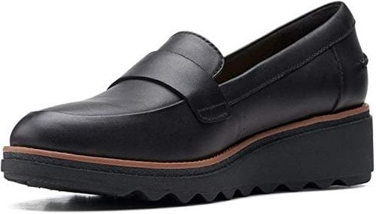 Clarks Womens Sharon Gracie, Black Leather, 8