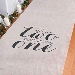 Fun Express The Two Become One Wedding Aisle Runner - White with Black Lettering - Great for Both Modern and Traditional Ceremonies 100 Feet Long