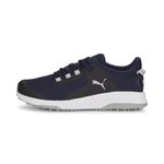 PUMA Golf Men's Fusion Grip Golf Shoe, Puma Navy-Puma Silver-Quiet Shade, 9