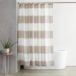 Amazon Basics Water Resistant Fabric Bathroom Shower Curtain with Grommets and Hooks, Machine Washable, 183 x 183 cm, Large Light Brown, Beige