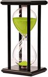 Sand Timer Clock Hourglass 60 Min Minutes Home Ornament Office Desk Decoration for Living Room Game 60 Min Wooden Frame Sandglass Green