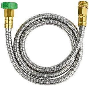 SKYWARD 304 Stainless Steel Short Garden Hose 5 ft with Female to Male Metal Connector, Anti-Leakage, Flexible & Lightweight Kink Free Water Hose, Easy to Use & Store (5ft)