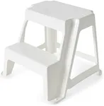 Gracious Living Plastic 2-Step Stool, Portable Step Stool, 16 Inches Tall, White