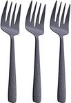 FULLYWARE Matte Black Serving Fork, 9.5-inch Stainless Steel Large Serving Fork, Heavy Duty, Satin Finish, Set of 3