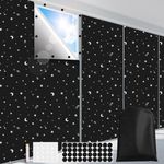 100% Blackout Blinds FADOTY 157" x 57" Blackout Window Cover Travel Blackout Curtains for Baby Nursery Bedroom Dorm Room Windows Temporary Blackout Shades for Night Shift Worker Traveler Black & Star