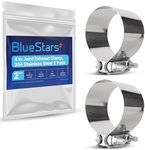 Upgraded 4" Exhaust Clamp 2-Pack, 304 Stainless Steel Butt Joint Band Clamps - Compatible with Automotive Exhaust Pipes, Mufflers, Catalytic Converters, Connects 4" OD to 4" OD Pipe