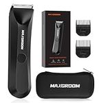 Body Hair Trimmer for Men, MAXGROOM Electric Groin & Pubic Hair Trimmer Men for Intimate Parts, Waterproof Wet & Dry Ball Trimmer/Shaver with LED Light, Ceramic Blade & Travel Pouch