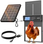 Okkobi Automatic Chicken Coop Door Solar Powered - LCD Display - Chicken Coop Door with Remote Control, Light Sensor & Timer - Security & Peace of Mind: Anti-Pinch function - 5-Year Protection - Grey