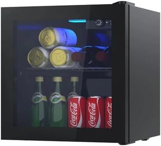 YOPOWER Mini Bar Fridge Glass Door, 36L Beverage Refrigerator Small Fridges for Beer Soda or Wine, Black