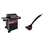 Char-Broil Gas2Coal Hybrid Grill - 3 Burner Gas & Coal Barbecue Grill, Black Finish and 140 533 - 2-in-1 "Cool-Clean" Grill Cleaning Brush and Scraper.