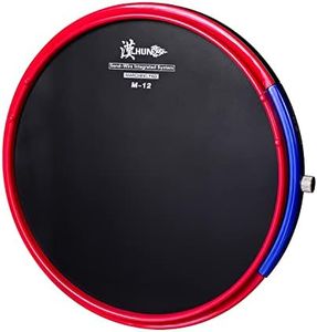 HUN Drum Practice Pads,12 Inch real feel drum head feel Silicone Practice Pad, Sand-Wire Integrated System Marching Pad,Beginner Snare Drum Training Pad, M-12 Red with one pair of Marching Drumstick