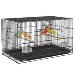 PawHut 18" Birdcage for Canaries, Lovebirds Finches, Budgie Cage with Removable Tray, Bottom Mesh Panel, Wooden Perches, Food Containers