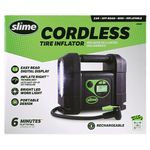 Slime 40080 Cordless Tire Inflator, Rugged Portable Air Compressor Pump with Auto Shut Off, Lithium Ion Battery and LED Light, Rechargeable