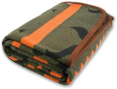 PuTian Merino Wool Blanket - Warm, Thick, Washable, 87" x 63" Large Throw for Outdoors, Camping,Couch, Bed, Travel - Super Soft Wool Blanket (Striped Fire Green)