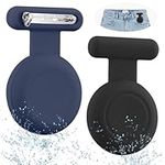 Waterproof AirTag Holder for Kids (2 Pack), Hidden AirTag Case with Pin, GPS Tracker Clip Compatible with Apple Airtag, Suitable for Children, Elderly, Clothing, Backpack, Luggage.(Black & Navy Blue)