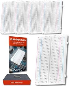 AZDelivery 5 x MB-102 Mini Breadboard 400 Pin avec 4 Barres d'alimentation Compatible avec Arduino et Raspberry Pi incluant Un E-Book!
