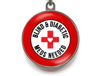 Blind and Diabetic Pet Tag Meds Needed Medical Pet Tag for Cats & Dogs & Humans (Large)